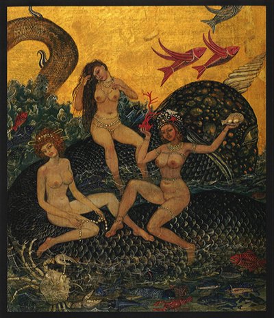 Морской змей, 1992, 40х35, дерево, левкас, позолота
